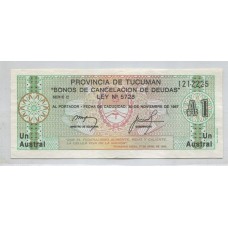 ARGENTINA EC. 096 BONO BILLETE TUCUMAN DE 1 AUSTRAL SIN CIRCULAR UNC